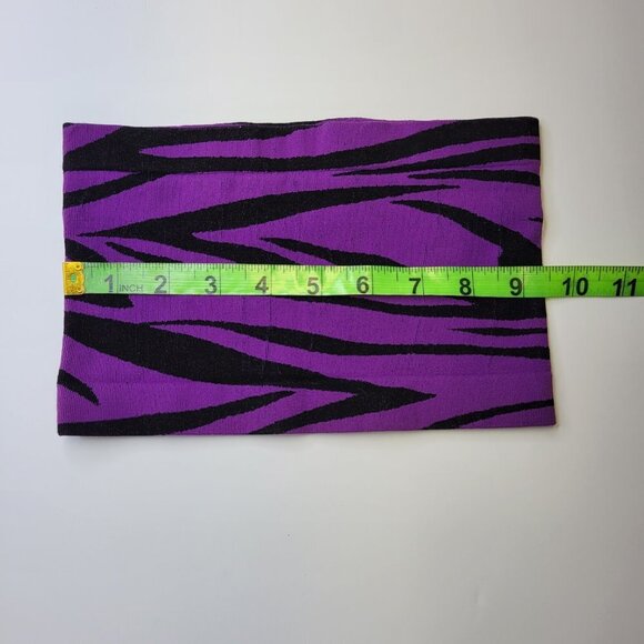 Purple Black Zebra Print Stretchy Elastic Tube Top Animal Print Bandeau Crop Top - Picture 3 of 10